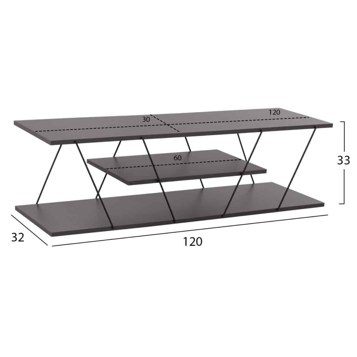 ΕΠΙΠΛΟ ΤΗΛΕΟΡΑΣΗΣ TARS HM8922.20 ΜΕΛΑΜΙΝΗ ΓΚΡΙ 120x32x33Yεκ. - Image 2