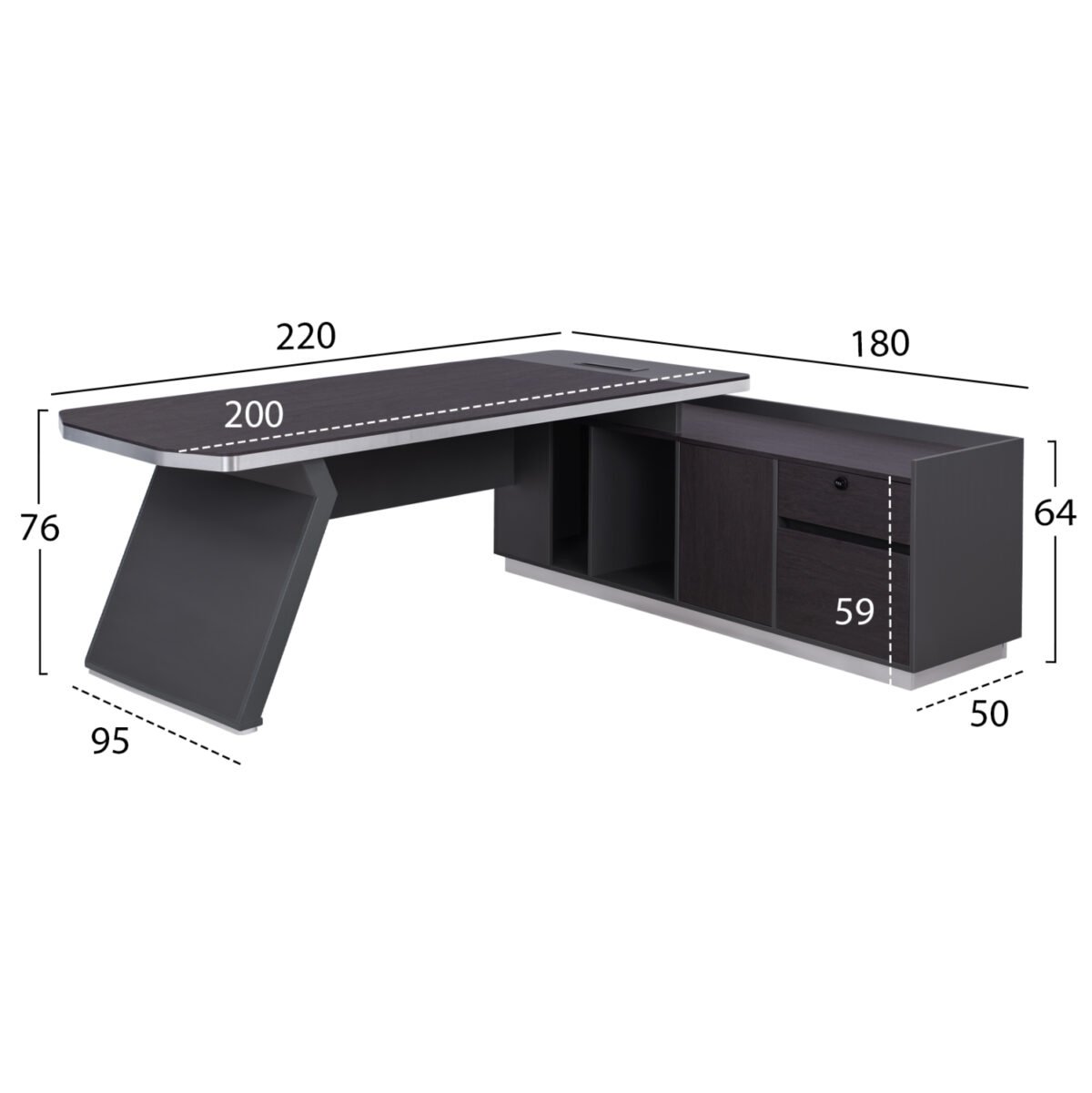 ΓΡΑΦΕΙΟ ΕΠΑΓΓΕΛΜΑΤΙΚΟ ΔΕΞΙΑ ΓΩΝΙΑ ROSEWOOD HM2084R 220X180X76Υ εκ. - Image 2