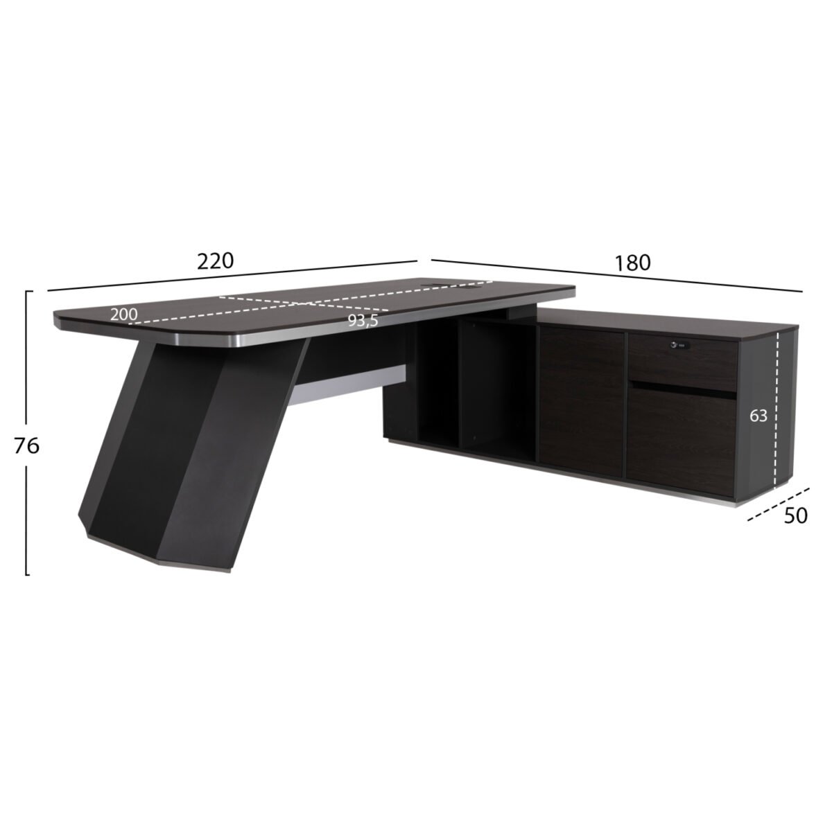 ΓΡΑΦΕΙΟ ΕΠΑΓΓΕΛΜΑΤΙΚΟ ΔΕΞΙΑ ΓΩΝΙΑ ROSEWOOD HM2083R 220X180X76Υ εκ. - Image 2