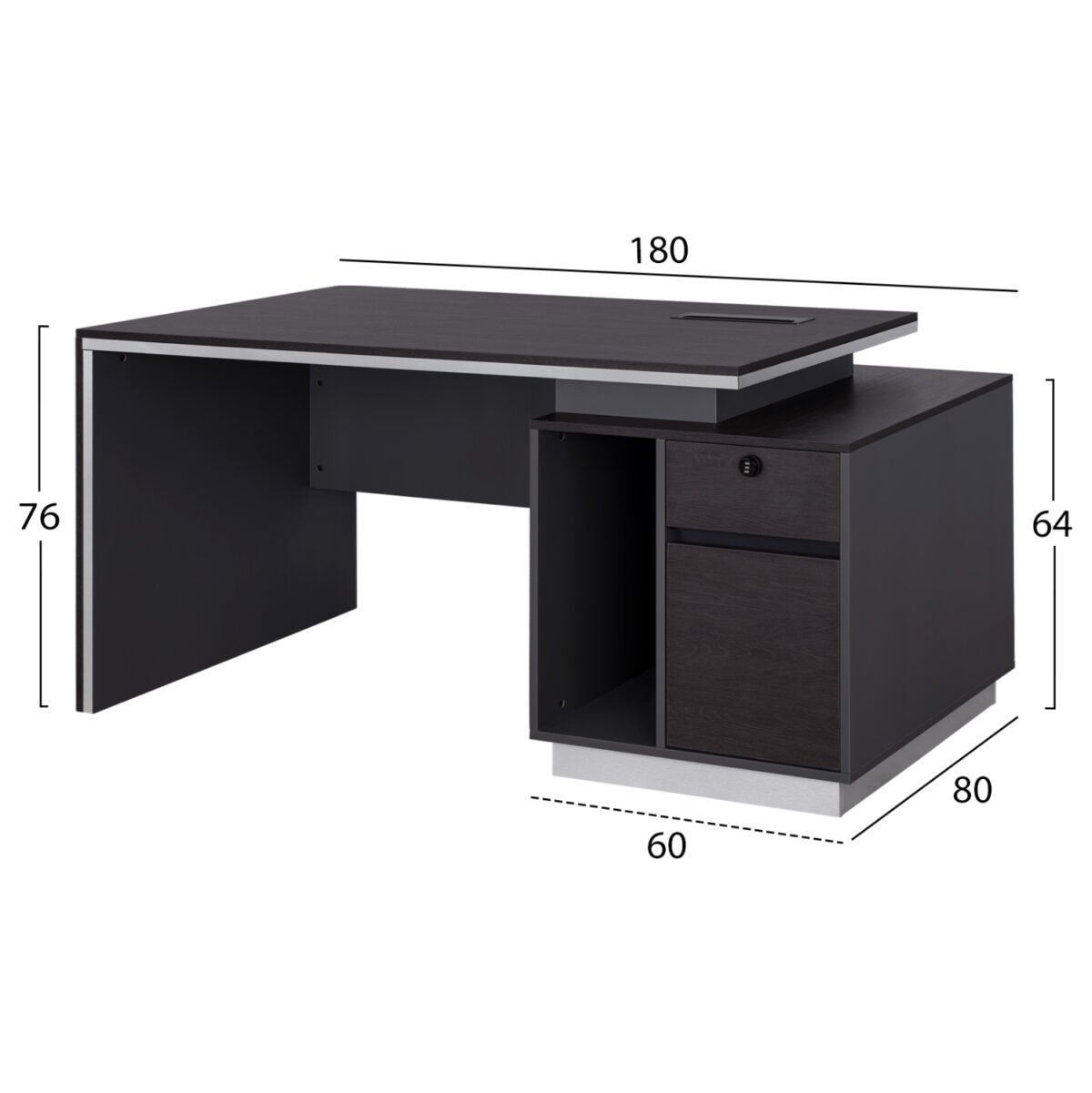 ΓΡΑΦΕΙΟ ΕΠΑΓΓΕΛΜΑΤΙΚΟ ΜΕ ΔΕΞΙΟ ΝΤΟΥΛΑΠΙ ROSEWOOD HM2113R 180X80X76Υ εκ. - Image 2
