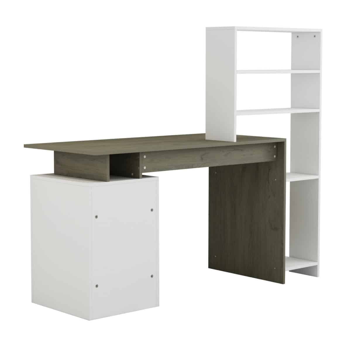 ΓΡΑΦΕΙΟ ΜΕ ΒΙΒΛΙΟΘΗΚΗ ROCHELL ΜΕΛΑΜΙΝΗ OLIVE GREY ΛΕΥΚΟ 146,3x55x128,8Υεκ.HM8886.11 - Image 4
