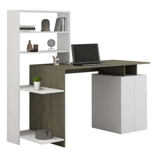 ΓΡΑΦΕΙΟ ΜΕ ΒΙΒΛΙΟΘΗΚΗ ROCHELL ΜΕΛΑΜΙΝΗ OLIVE GREY ΛΕΥΚΟ 146