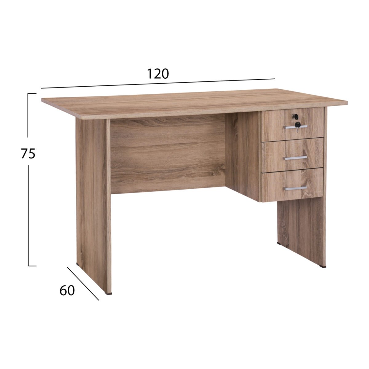 ΓΡΑΦΕΙΟ ΜΕ 3 ΣΥΡΤΑΡΙΑ HAYDEN HM2268.02 ΜΕΛΑΜΙΝΗ ΣΕ SONAMA ΧΡΩΜΑ 120x60x75Υεκ - Image 2