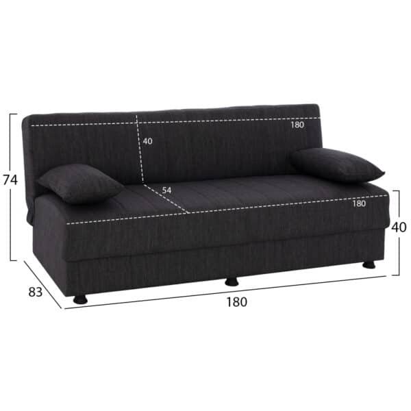 ΚΑΝΑΠΕΣ ΚΡΕΒΑΤΙ ΤΡΙΘΕΣΙΟΣ ΓΚΡΙ HM3239.03 180x83x74Υεκ. - Image 3