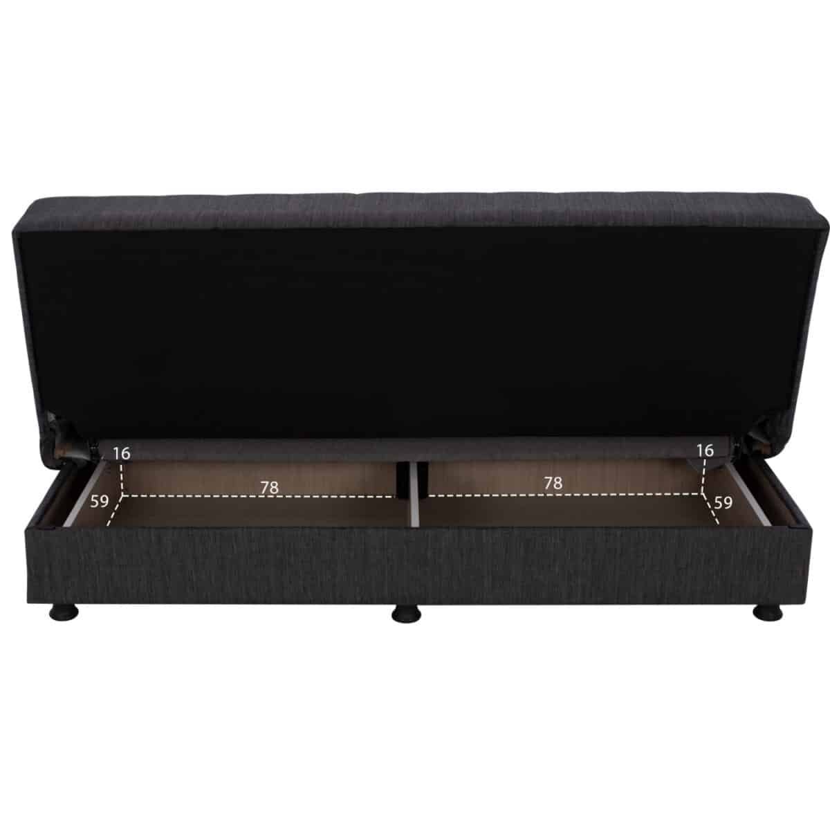 ΚΑΝΑΠΕΣ ΚΡΕΒΑΤΙ ΤΡΙΘΕΣΙΟΣ ΓΚΡΙ HM3239.03 180x83x74Υεκ. - Image 6