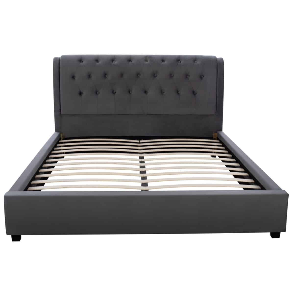 ΚΡΕΒΑΤΙ ODALYS 150X200 ΒΕΛΟΥΔΟ ΥΦΑΣΜΑ ΓΚΡΙ HM549.11 164x223x100 εκ. - Image 4