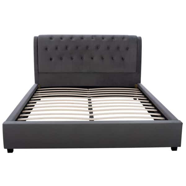 ΚΡΕΒΑΤΙ ODALYS 150X200 ΒΕΛΟΥΔΟ ΥΦΑΣΜΑ ΓΚΡΙ HM549.11 164x223x100 εκ. - Image 4