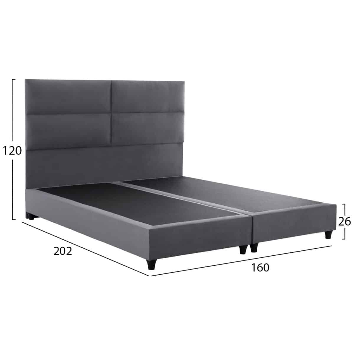ΚΡΕΒΑΤΙ MILO ΑΠΟ ΓΚΡΙ ΒΕΛΟΥΔΟ HM616.10 ΓΙΑ ΣΤΡΩΜΑ 160x200 EK. - Image 3