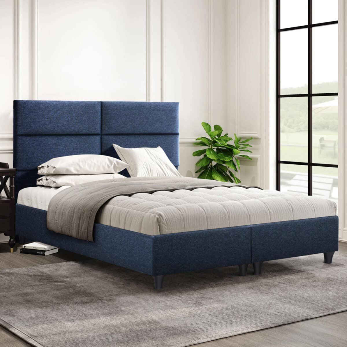 ΚΡΕΒΑΤΙ MILO ΑΠΟ ΜΠΛΕ ΥΦΑΣΜΑ HM616.08 ΓΙΑ ΣΤΡΩΜΑ 160x200 εκ. - Image 2