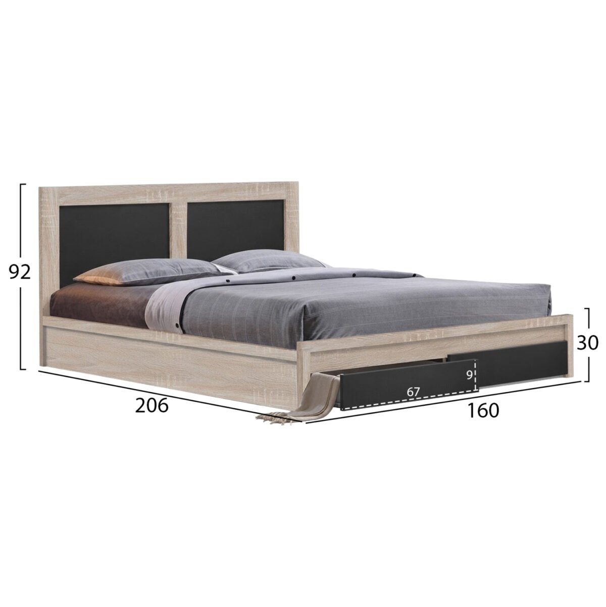 ΚΡΕΒΑΤΙ CAPRI HM312.04 ΜΕ 2 ΣΥΡΤΑΡΙΑ SONOMA-ΓΚΡΙ ΓΙΑ ΣΤΡΩΜΑ 150x200εκ. - Image 3