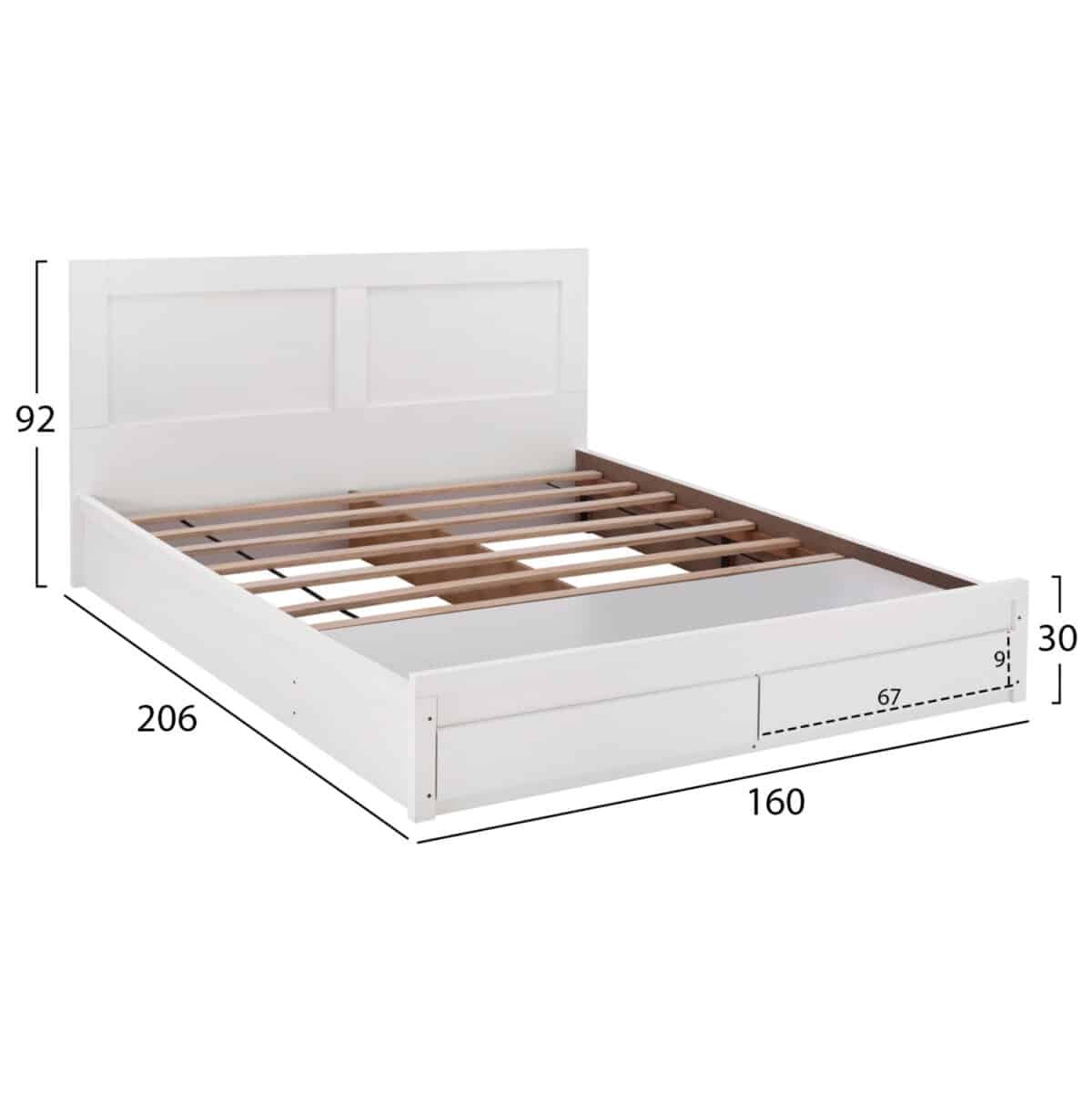 ΚΡΕΒΑΤΙ CAPRI HM312.05 ΜΕ 2 ΣΥΡΤΑΡΙΑ ΛΕΥΚΟ ΓΙΑ ΣΤΡΩΜΑ 150x200 εκ. - Image 3