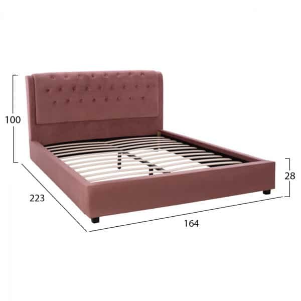 ΚΡΕΒΑΤΙ ODALYS 150X200 ΒΕΛΟΥΔΟ ΥΦΑΣΜΑ ΣΑΠΙΟ ΜΗΛΟ HM549.12 164x223x100 εκ. - Image 3