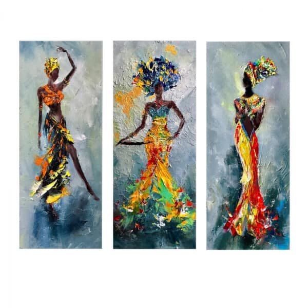 ΠΙΝΑΚΑΣ ΤΡΙΠΤΥΧΟ MDF AFRICAN GIRL IN COLORFUL DRESS HM7204.02 60X0
