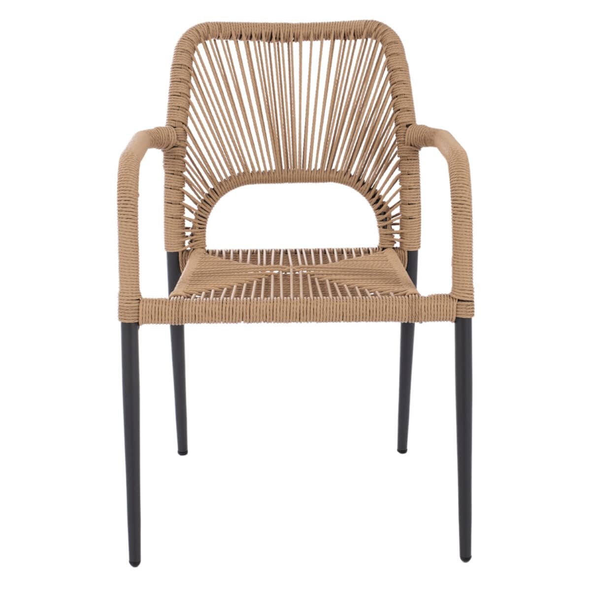 ΠΟΛΥΘΡΟΝΑ ΑΛΟΥΜΙΝΙΟΥ NOJO HM5771.02 ΓΚΡΙ ΜΕ P.E.TWIST RATTAN ΜΠΕΖ 55x63x82Y εκ. - Image 3