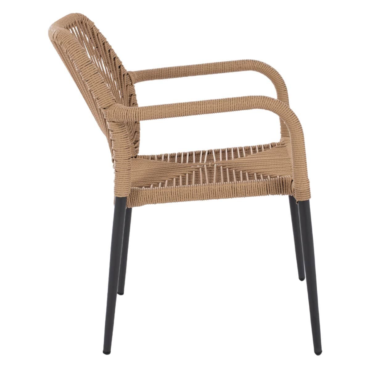 ΠΟΛΥΘΡΟΝΑ ΑΛΟΥΜΙΝΙΟΥ NOJO HM5771.02 ΓΚΡΙ ΜΕ P.E.TWIST RATTAN ΜΠΕΖ 55x63x82Y εκ. - Image 4