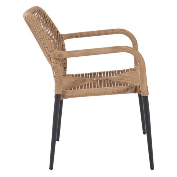 ΠΟΛΥΘΡΟΝΑ ΑΛΟΥΜΙΝΙΟΥ NOJO HM5771.02 ΓΚΡΙ ΜΕ P.E.TWIST RATTAN ΜΠΕΖ 55x63x82Y εκ. - Image 4