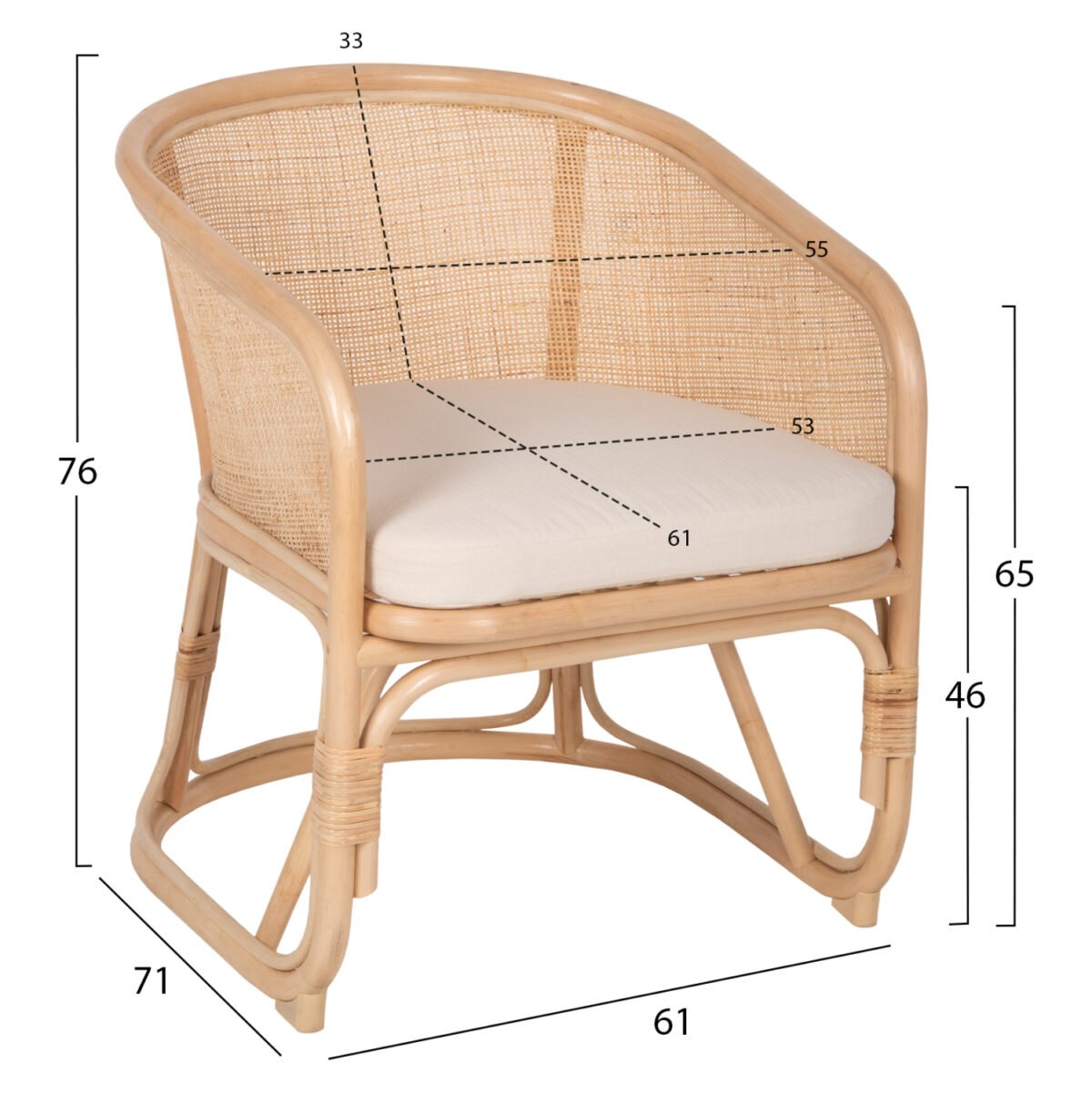 ΠΟΛΥΘΡΟΝΑ ΚΙΚΟ HM9839 RATTAN ΣΕ ΦΥΣΙΚΟ ΧΡΩΜΑ-ΛΕΥΚΟ ΜΑΞΙΛΑΡΙ 61x71x76Yεκ. - Image 2