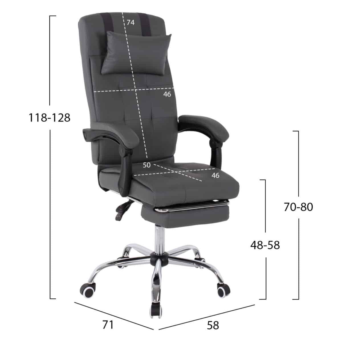 ΠΟΛΥΘΡΟΝΑ ΓΡΑΦΕΙΟΥ ΔΙΕΥΘΥΝΤΙΚΗ ΓΚΡΙ HM1057.20 ΜΕ ΠΤΥΣΣΟΜΕΝΟ ΥΠΟΠΟΔΙΟ 58x71x128Y εκ. - Image 2