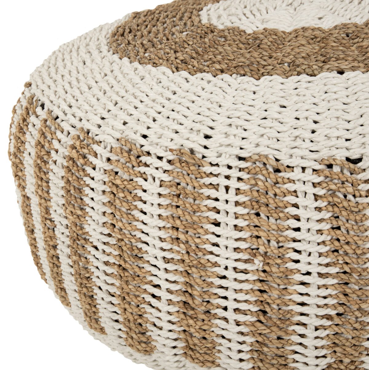 ΠΟΥΦ ΣΚΑΜΠΟ SARONI HM7851.01 SEAGRASS ΣΕ ΦΥΣΙΚΟ-ΛΕΥΚΟ ΧΡΩΜΑ Φ60x35Yεκ. - Image 3