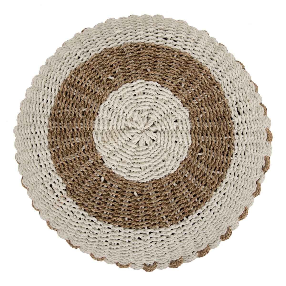 ΠΟΥΦ ΣΚΑΜΠΟ SARONI HM7851.01 SEAGRASS ΣΕ ΦΥΣΙΚΟ-ΛΕΥΚΟ ΧΡΩΜΑ Φ60x35Yεκ. - Image 5