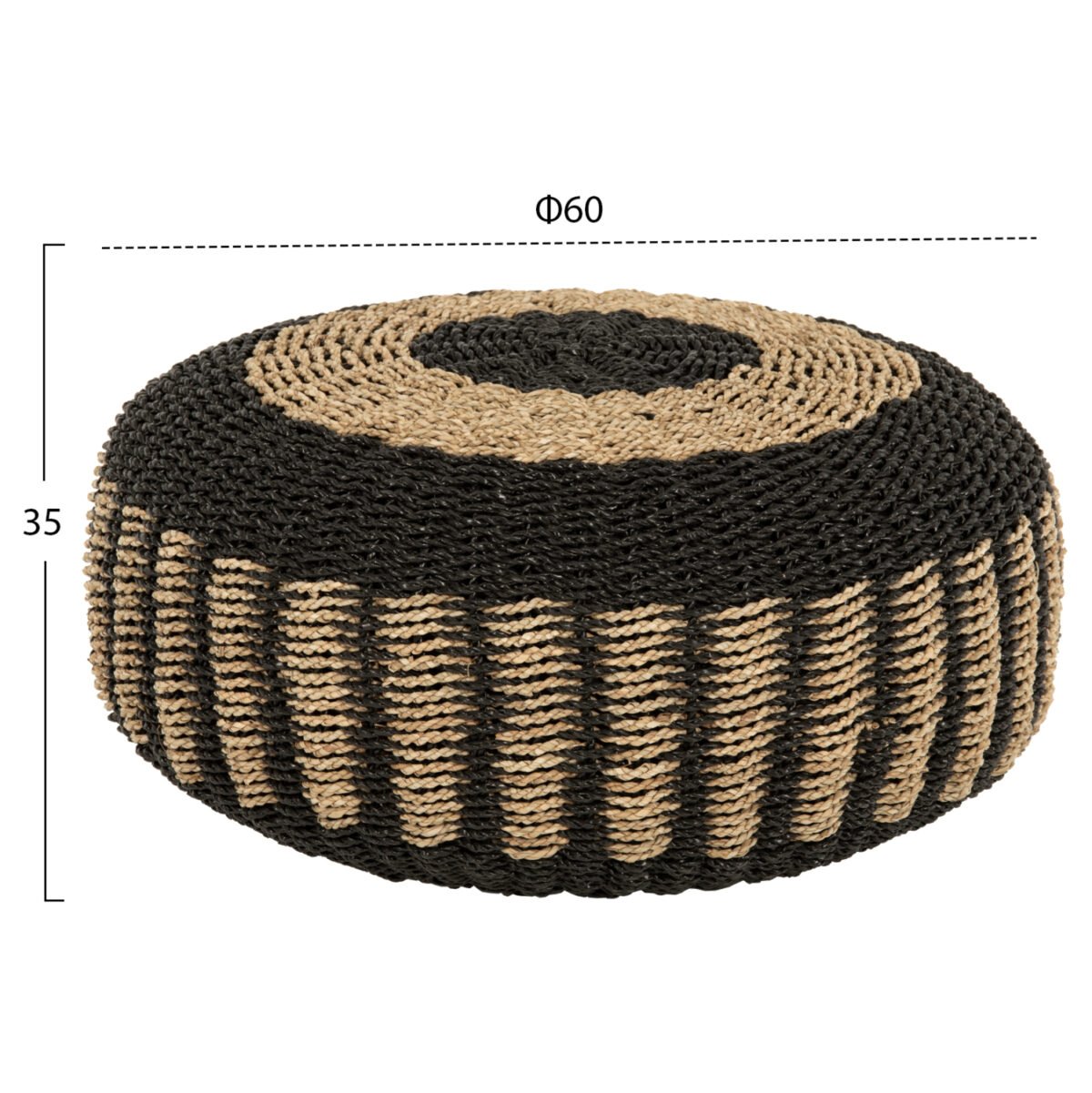 ΠΟΥΦ ΣΚΑΜΠΟ SARONI HM7851.02 SEAGRASS ΣΕ ΦΥΣΙΚΟ-ΜΑΥΡΟ ΧΡΩΜΑ Φ60x35Yεκ. - Image 2