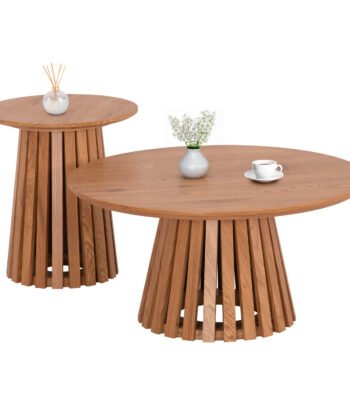 ΣΕΤ 2ΤΜΧ ΤΡΑΠΕΖΙΑ ΣΑΛΟΝΙΟΥ TALBERT HM21083 MDF ΦΥΣΙΚΟ ΞΥΛΟΥ Φ80εκ & Φ45εκ