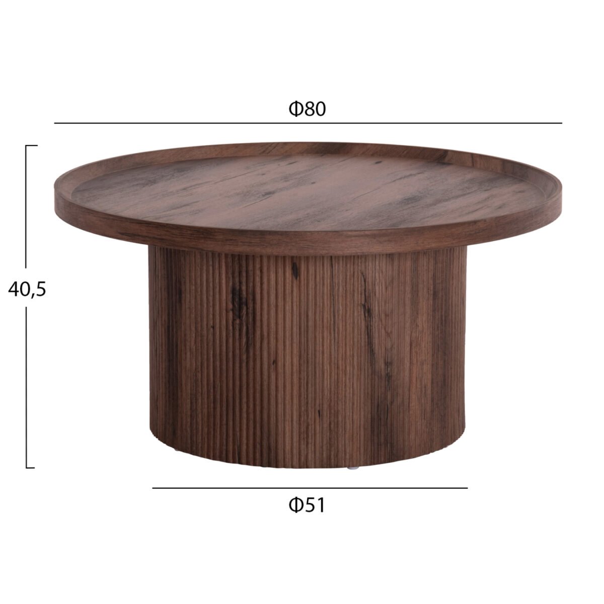 ΣΕΤ 2ΤΜΧ ΤΡΑΠΕΖΙΑ ΣΑΛΟΝΙΟΥ MARGON HM21084 MDF ΣΚΟΥΡΟ ΚΑΦΕ Φ80εκ & Φ45εκ - Image 2