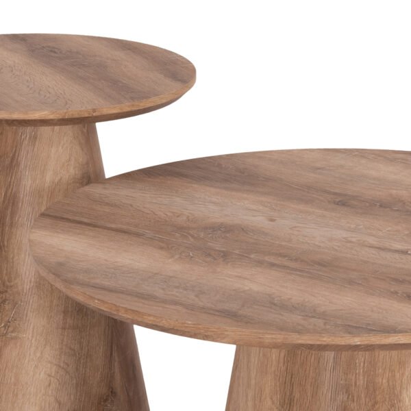 ΣΕΤ 2ΤΜΧ ΤΡΑΠΕΖΙΑ ΣΑΛΟΝΙΟΥ KARAN HM21085 MDF ΦΥΣΙΚΟ ΞΥΛΟΥ Φ80εκ & Φ45εκ - Image 4