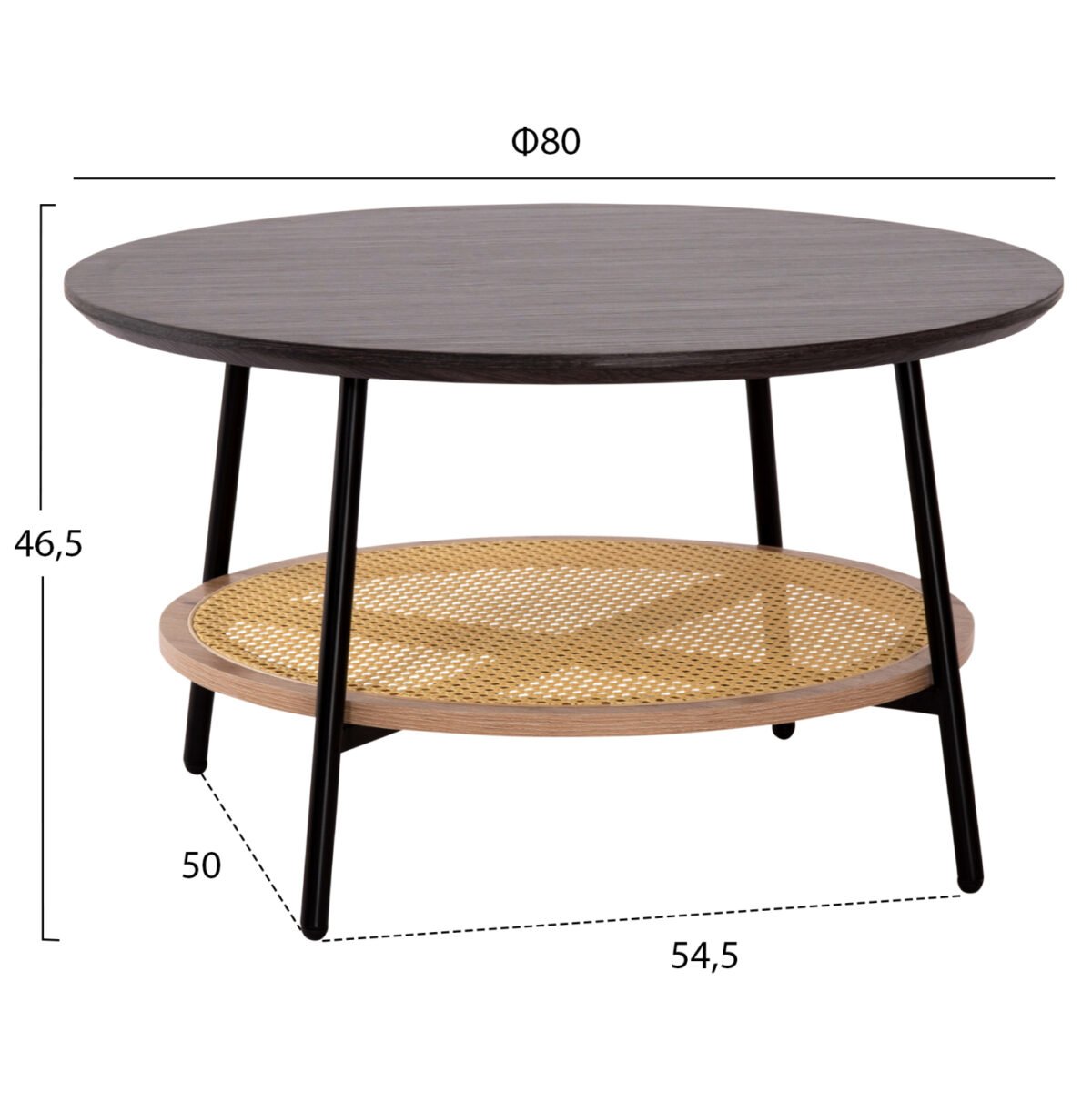 ΣΕΤ 2ΤΜΧ ΤΡΑΠΕΖΙΑ ΣΑΛΟΝΙΟΥ SEWELL HM21087 MDF-ΜΕΤΑΛΛΟ-ΣΥΝΘΕΤΙΚΟ RATTAN Φ80εκ & Φ45εκ - Image 2