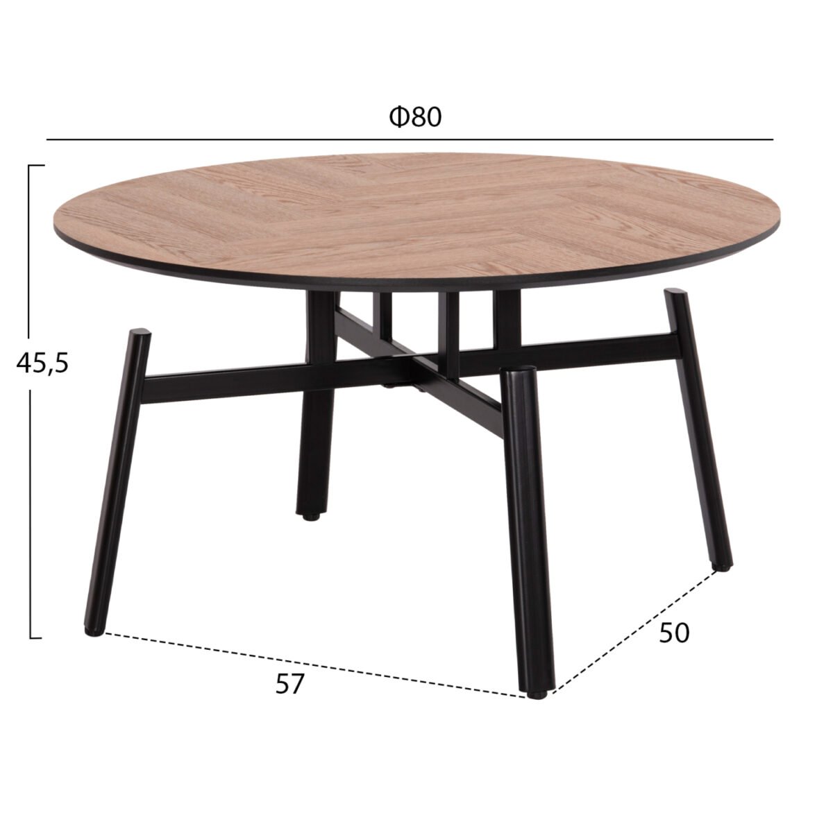 ΣΕΤ 2ΤΜΧ ΤΡΑΠΕΖΙΑ ΣΑΛΟΝΙΟΥ NORTON HM21088 MDF-ΜΕΤΑΛΛΟ Φ80εκ & Φ45εκ - Image 2