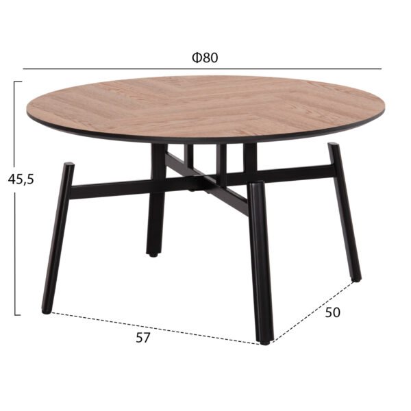 ΣΕΤ 2ΤΜΧ ΤΡΑΠΕΖΙΑ ΣΑΛΟΝΙΟΥ NORTON HM21088 MDF-ΜΕΤΑΛΛΟ Φ80εκ & Φ45εκ - Image 2