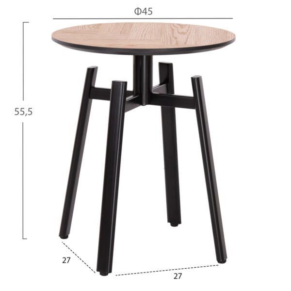 ΣΕΤ 2ΤΜΧ ΤΡΑΠΕΖΙΑ ΣΑΛΟΝΙΟΥ NORTON HM21088 MDF-ΜΕΤΑΛΛΟ Φ80εκ & Φ45εκ - Image 3
