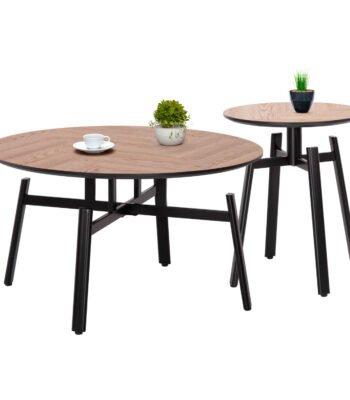 ΣΕΤ 2ΤΜΧ ΤΡΑΠΕΖΙΑ ΣΑΛΟΝΙΟΥ NORTON HM21088 MDF-ΜΕΤΑΛΛΟ Φ80εκ & Φ45εκ