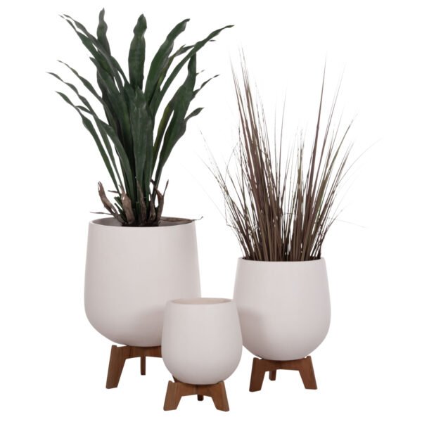 ΣΕΤ 3 ΓΛΑΣΤΡΕΣ ΜΕ TEAK ΒΑΣΕΙΣ TRYLL HM4681.02 FIBER CEMENT ΛΕΥΚΟ