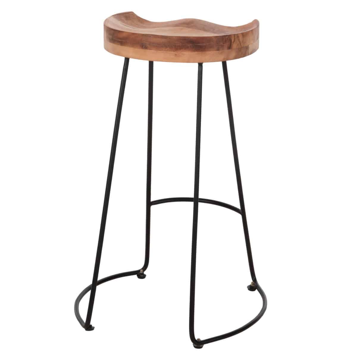 ΣΚΑΜΠΟ BAR ELEANOR HM8363.11 ΜΑΣΙΦ ΞΥΛΟ ΑΚΑΚΙΑΣ-ΜΕΤΑΛΛΟ 50x43x78Υεκ. - Image 5