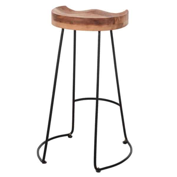 ΣΚΑΜΠΟ BAR ELEANOR HM8363.11 ΜΑΣΙΦ ΞΥΛΟ ΑΚΑΚΙΑΣ-ΜΕΤΑΛΛΟ 50x43x78Υεκ. - Image 5
