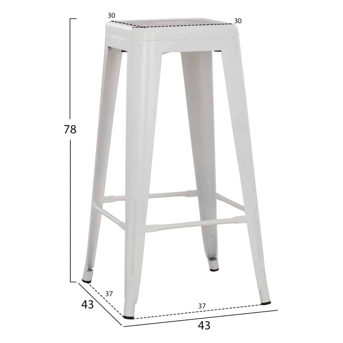 ΣΚΑΜΠΟ BAR MELITA HM8642.21 ΜΕΤΑΛΛΙΚΟ ΣΕ ΛΕΥΚΟ ΜΑΤ 43x43x78Υεκ. - Image 2