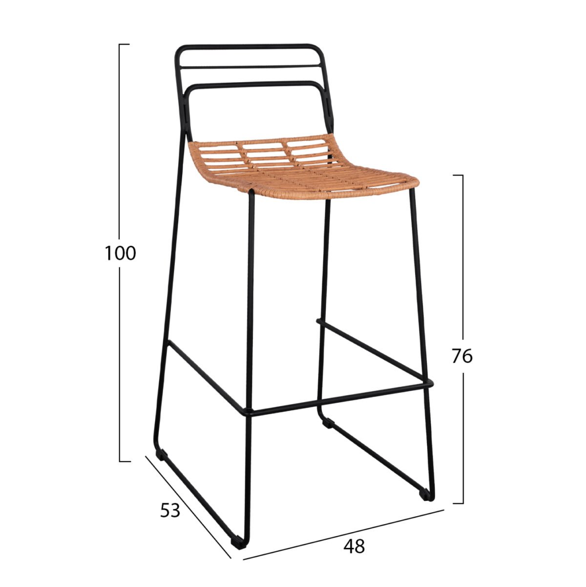ΣΚΑΜΠΟ ΜΕΤΑΛΛΙΚΟ ALLEGRA HM5642 ΜΕ WICKER ΣΕ ΜΠΕΖ ΑΠΟΧΡΩΣΗ 48x53x100 εκ. - Image 2