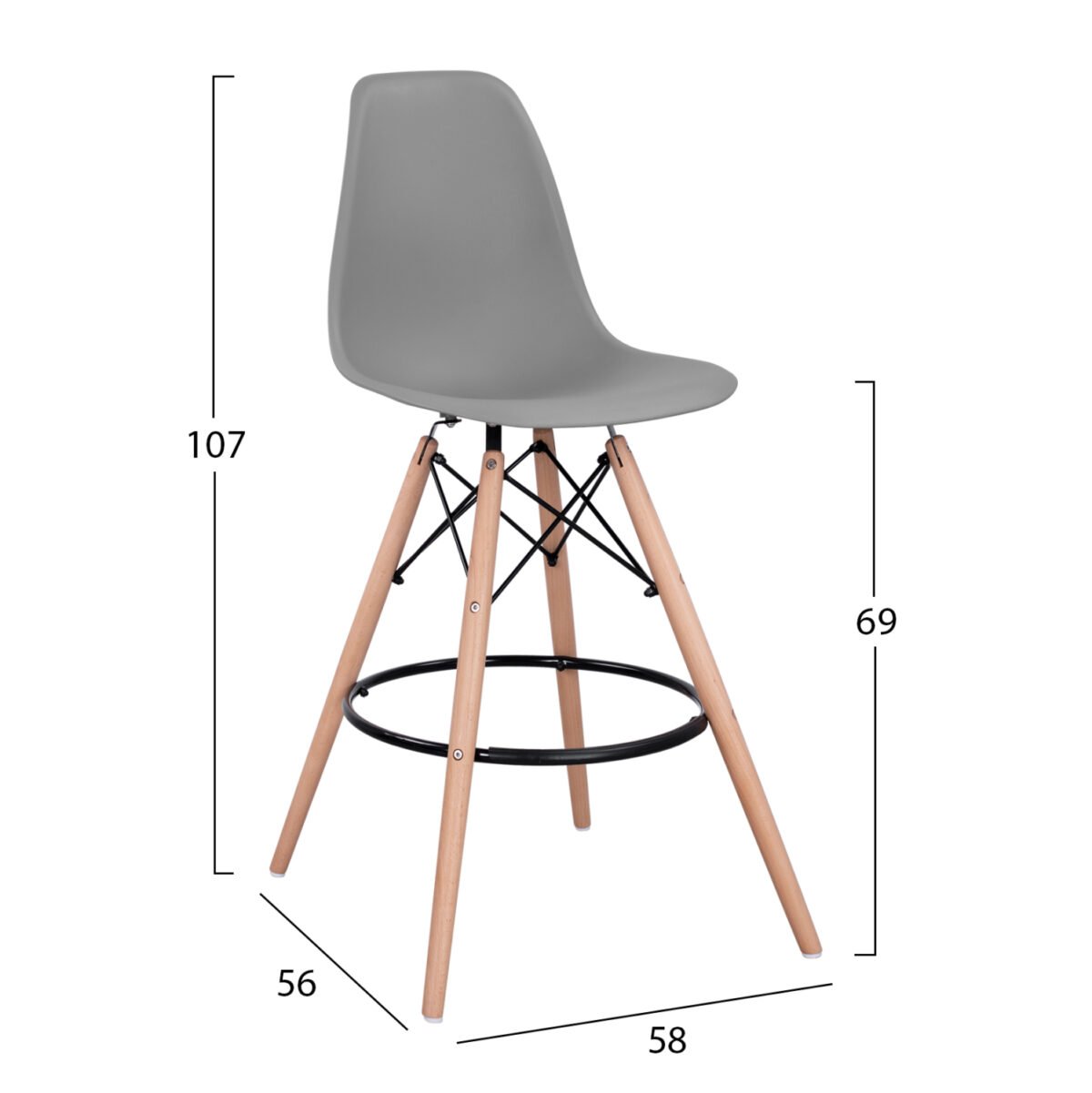 ΣΚΑΜΠΟ ΜΠΑΡ RENATA HM0173.10 ΓΚΡΙ 58x56x107Υ εκ. - Image 2