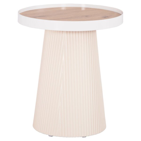 ΤΡΑΠΕΖΑΚΙ ΒΟΗΘΗΤΙΚΟ DENTON HM18023.02 MDF TOP ΦΥΣΙΚΟ ΞΥΛΟΥ-ΒΑΣΗ ΛΕΥΚΗ Φ45x51,5Υεκ. - Image 3