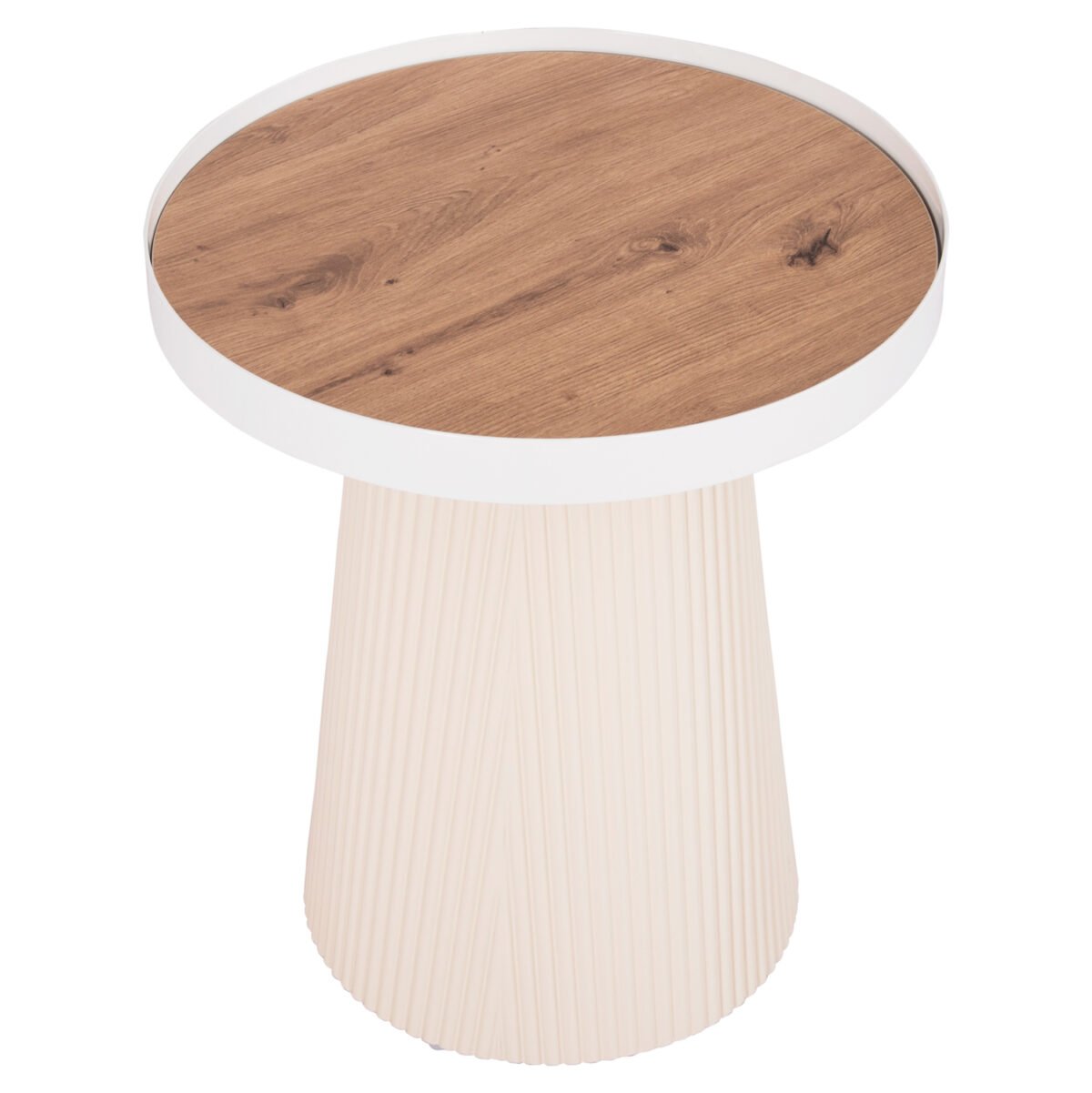 ΤΡΑΠΕΖΑΚΙ ΒΟΗΘΗΤΙΚΟ DENTON HM18023.02 MDF TOP ΦΥΣΙΚΟ ΞΥΛΟΥ-ΒΑΣΗ ΛΕΥΚΗ Φ45x51,5Υεκ. - Image 4