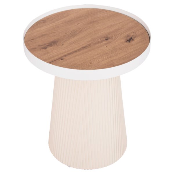 ΤΡΑΠΕΖΑΚΙ ΒΟΗΘΗΤΙΚΟ DENTON HM18023.02 MDF TOP ΦΥΣΙΚΟ ΞΥΛΟΥ-ΒΑΣΗ ΛΕΥΚΗ Φ45x51,5Υεκ. - Image 4