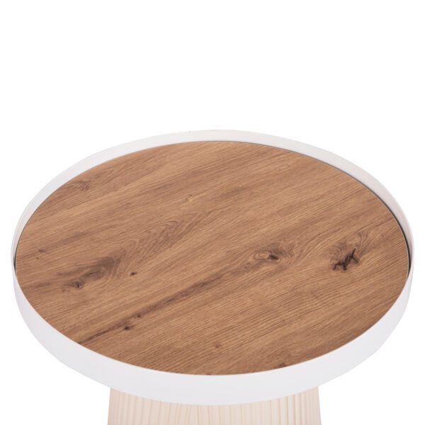 ΤΡΑΠΕΖΑΚΙ ΒΟΗΘΗΤΙΚΟ DENTON HM18023.02 MDF TOP ΦΥΣΙΚΟ ΞΥΛΟΥ-ΒΑΣΗ ΛΕΥΚΗ Φ45x51,5Υεκ. - Image 5