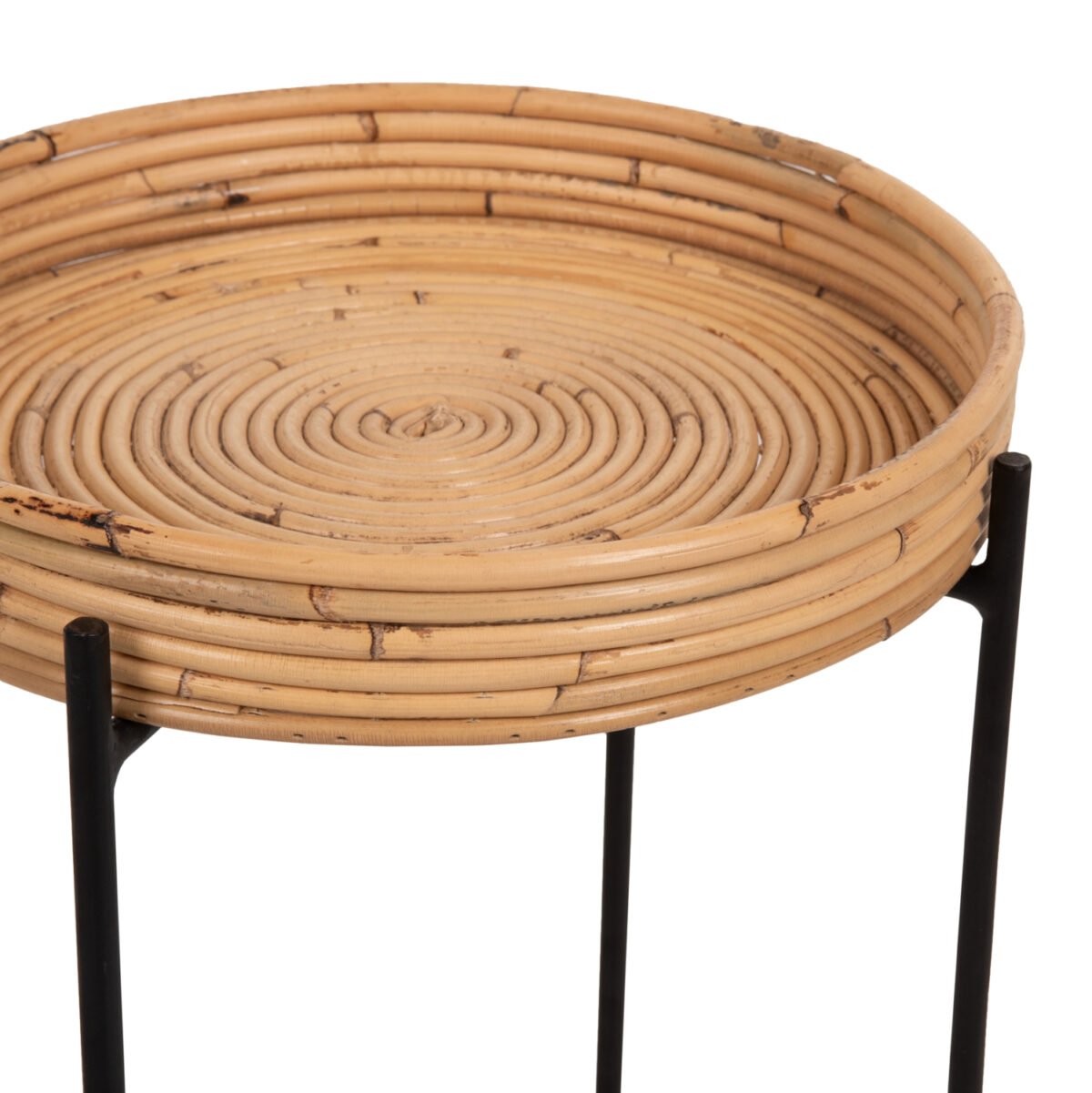 ΤΡΑΠΕΖΑΚΙ ΒΟΗΘΗΤΙΚΟ FLY HM7905 RATTAN ΦΥΣΙΚΟ ΧΡΩΜΑ-ΜΕΤΑΛΛΙΚΗ ΒΑΣΗ ΜΑΥΡΗ Φ32x48Yεκ. - Image 4