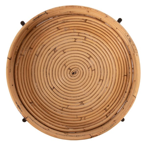 ΤΡΑΠΕΖΑΚΙ ΒΟΗΘΗΤΙΚΟ FLY HM7906 RATTAN ΦΥΣΙΚΟ ΧΡΩΜΑ-ΜΕΤΑΛΛΙΚΗ ΒΑΣΗ ΜΑΥΡΗ Φ40x53Yεκ. - Image 7