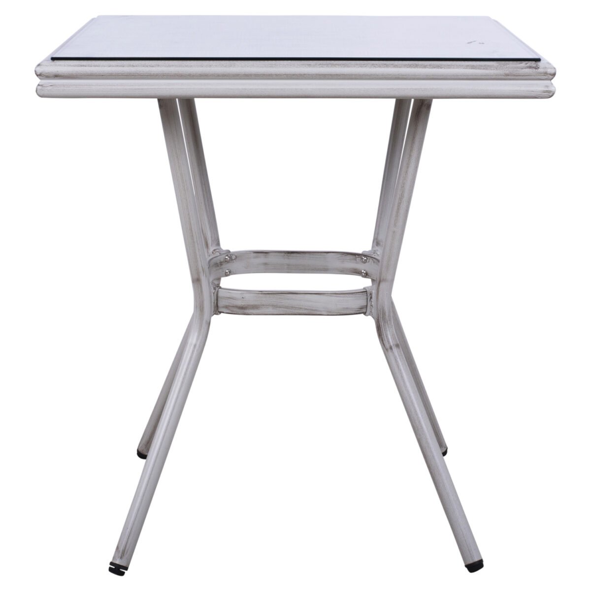 ΤΡΑΠΕΖΙ ΑΛΟΥΜΙΝΙΟΥ HARLOW 70X70X76 BAMBOO LOOK HM5568.01 ΛΕΥΚΗ ΠΑΤΙΝΑ ΜΕ ΓΥΑΛΙ - Image 3