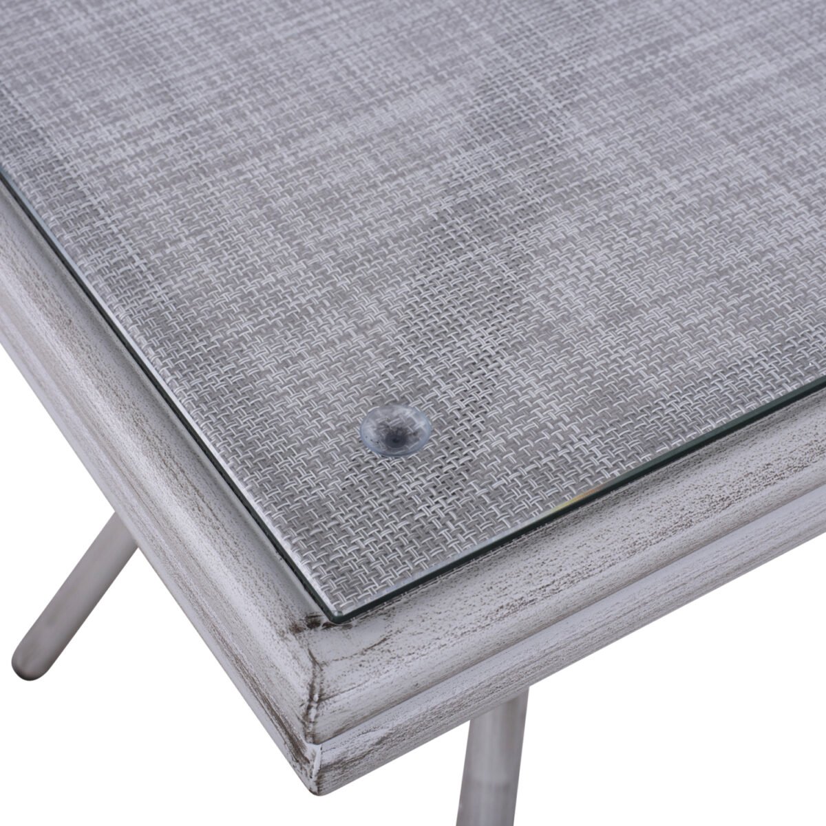 ΤΡΑΠΕΖΙ ΑΛΟΥΜΙΝΙΟΥ HARLOW 70X70X76 BAMBOO LOOK HM5568.01 ΛΕΥΚΗ ΠΑΤΙΝΑ ΜΕ ΓΥΑΛΙ - Image 4