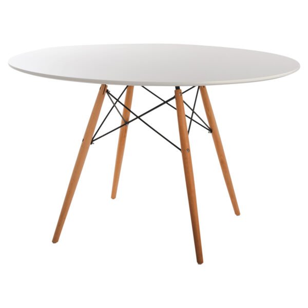ΤΡΑΠΕΖΙ MINIMAL ΣΤΡΟΓΓΥΛΟ HM8454.01 MDF ΣΕ ΛΕΥΚΟ-ΠΟΔΙΑ ΟΞΙΑΣ ΣΕ ΦΥΣΙΚΟ Φ120Χ75Υεκ. - Image 4