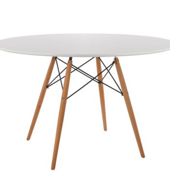 ΤΡΑΠΕΖΙ MINIMAL ΣΤΡΟΓΓΥΛΟ HM8454.01 MDF ΣΕ ΛΕΥΚΟ-ΠΟΔΙΑ ΟΞΙΑΣ ΣΕ ΦΥΣΙΚΟ Φ120Χ75Υεκ.